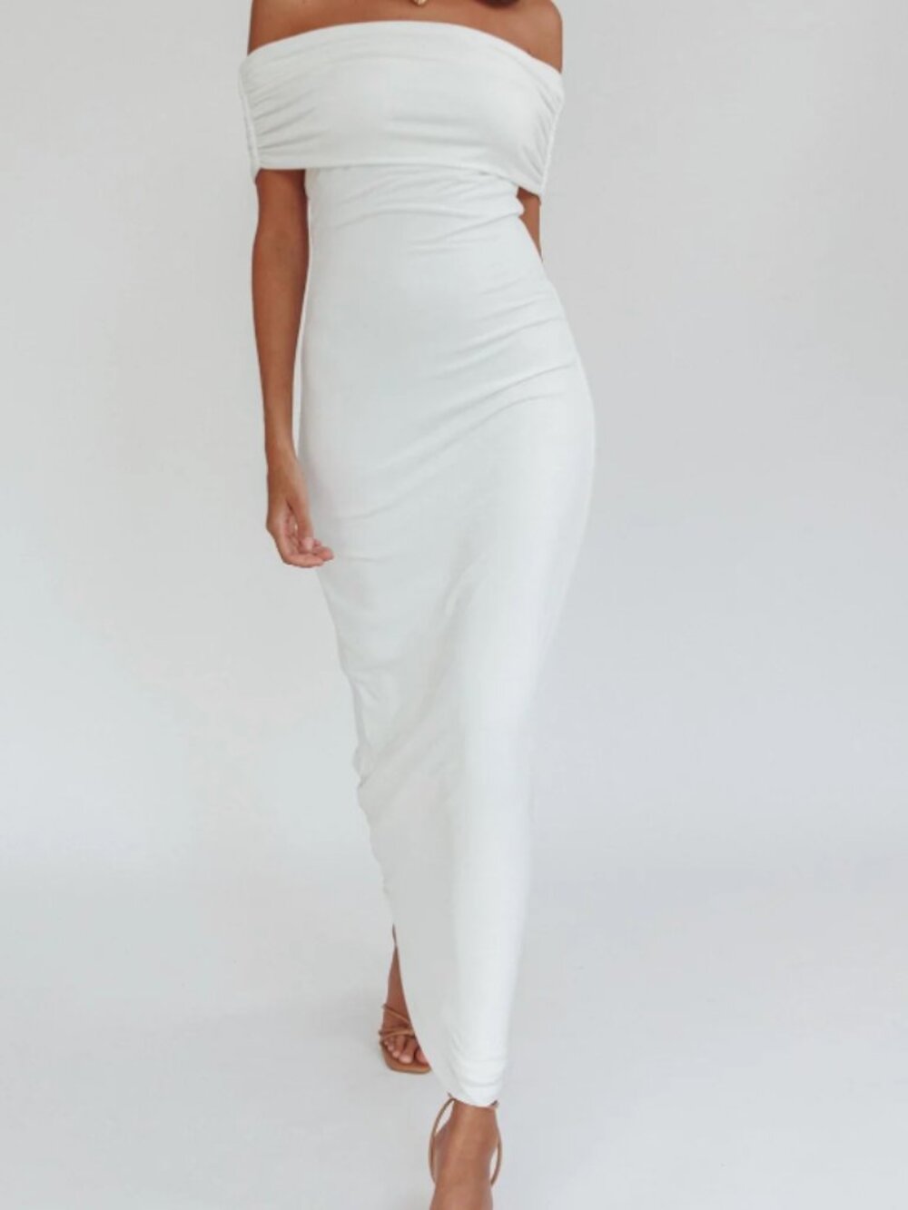 Cruising Sunset Off Shoulder Dress Off White